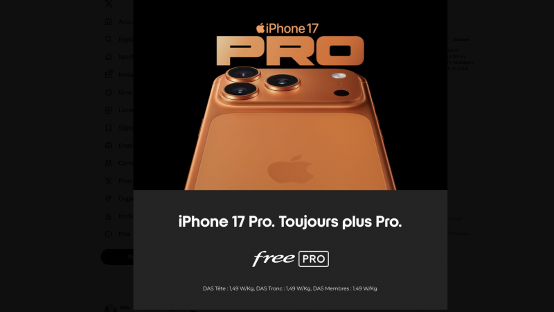 Free Pro intègre les iPhone 17, 17 Pro et 17 Pro Max à son catalogue pour les entreprises