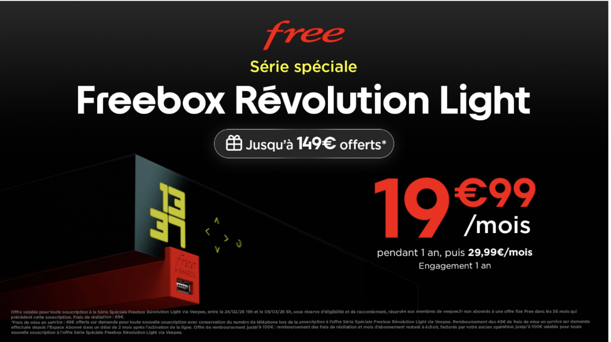 Free lance sa nouvelle offre Freebox Révolution Light sur Veepee, mais ce n’est pas une révolution
