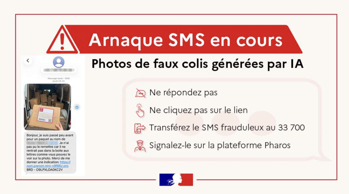 “Arnaques SMS en cours” : le Ministère de l’Intérieur lance l’alerte, des photos de faux colis générées par IA pour mieux vous piéger
