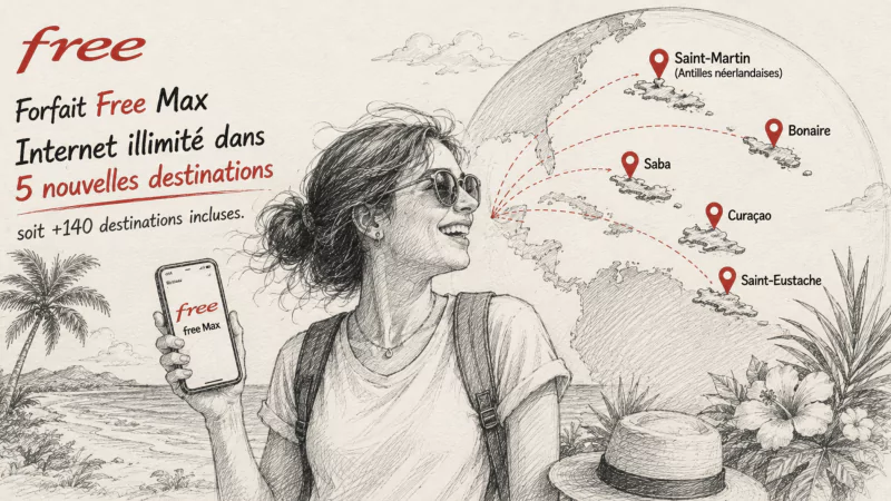 Free Mobile annonce inclure l’internet illimité dans 5 nouvelles destinations inédites pour son forfait Free Max